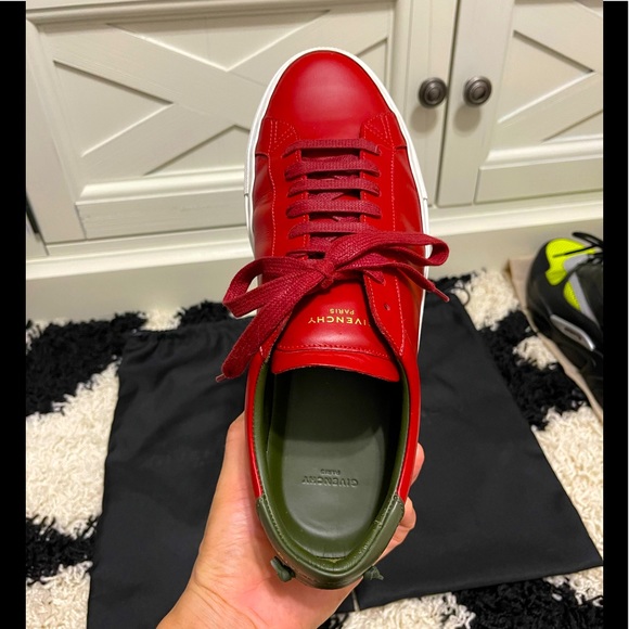 EUC Men’s Size 8 Givenchy Urban Street Leather Low-top Sneakers In Red/Green - Picture 7 of 13
